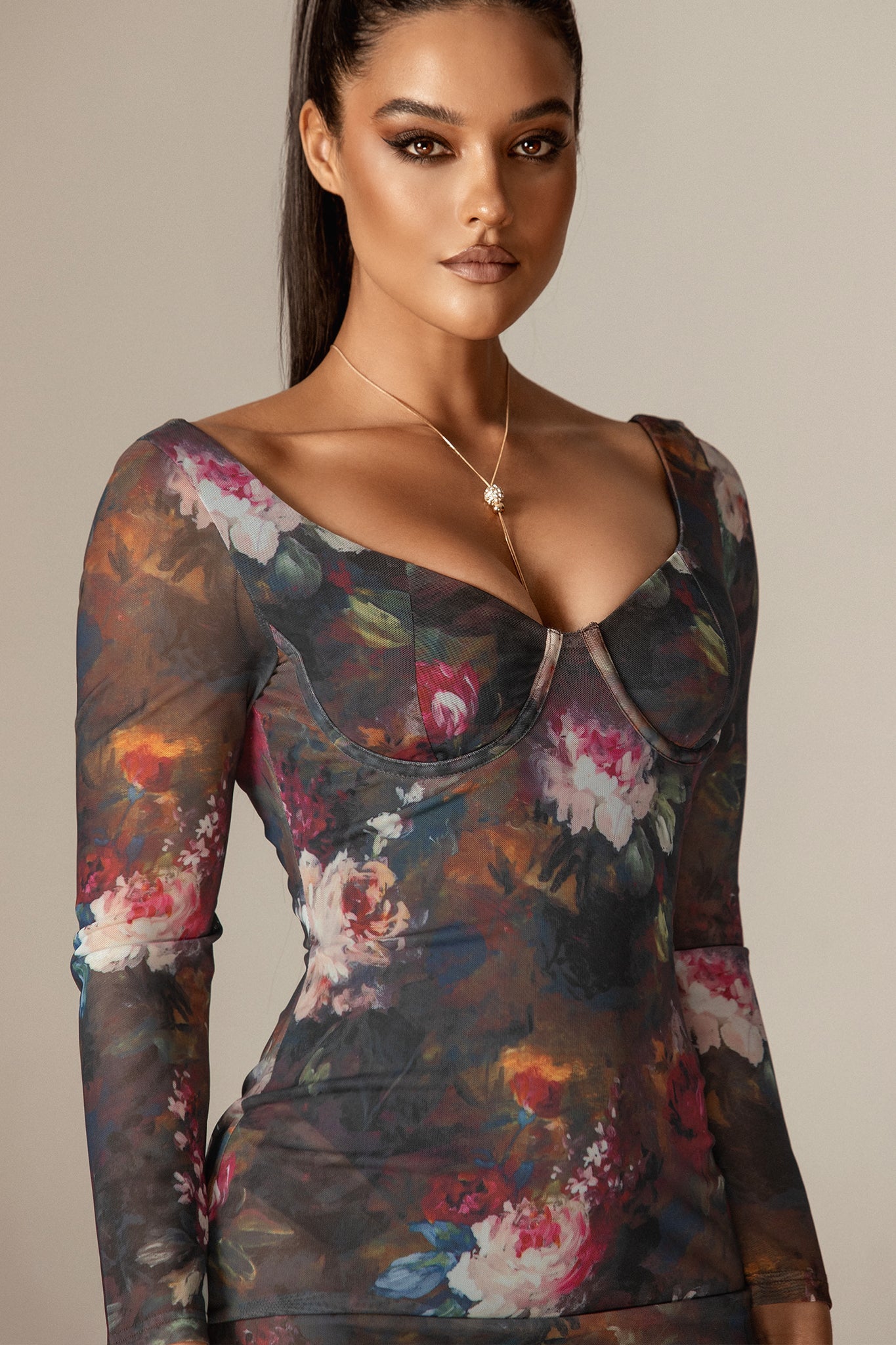 Atoya Floral Symphony Mesh Maxi Dress (Floral Symphony)