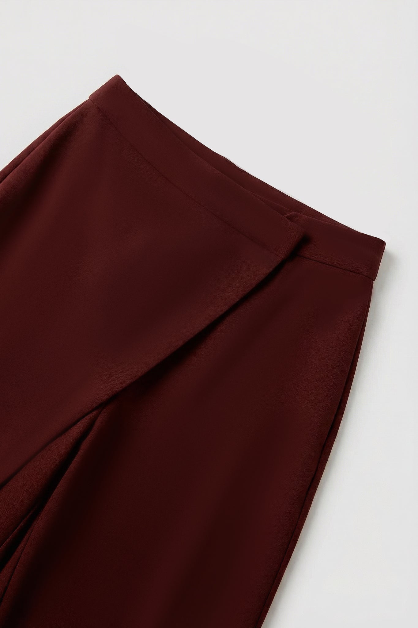 Mila Draped Wide-Leg Crepe Pants (Goth Red)
