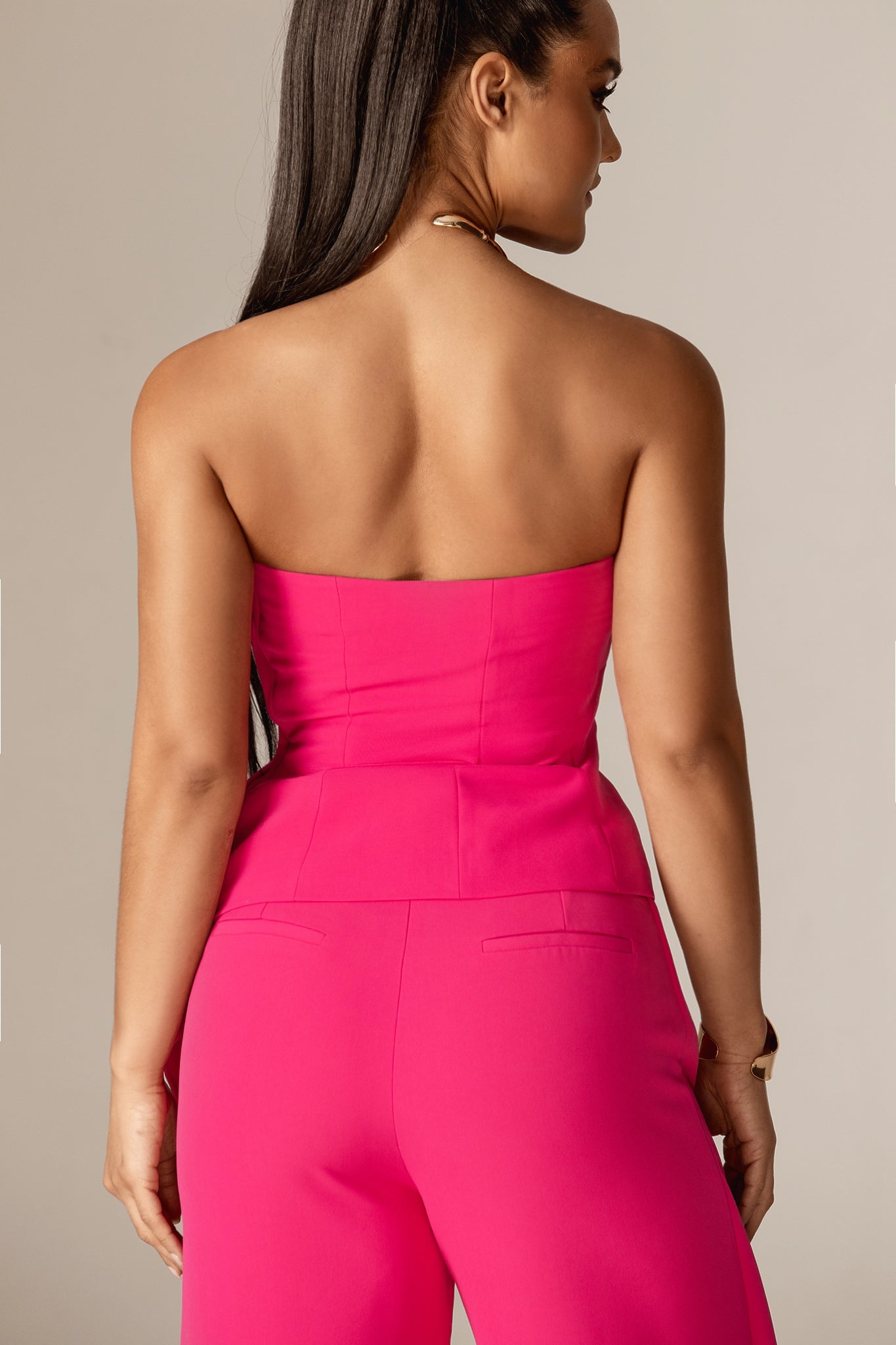 Atiya Strapless Draped Top (Fuchsia)