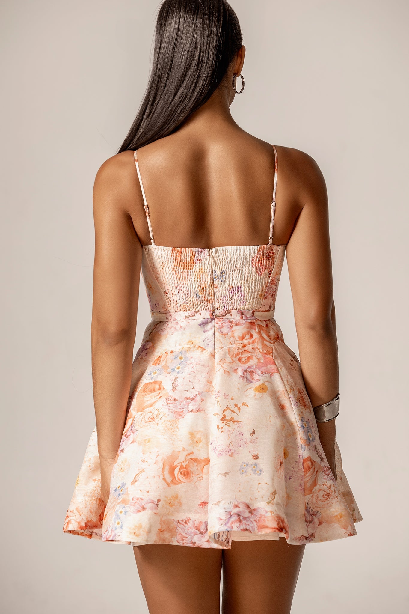 Florent Silky Linen Mini Dress (Romantic Garden Print)