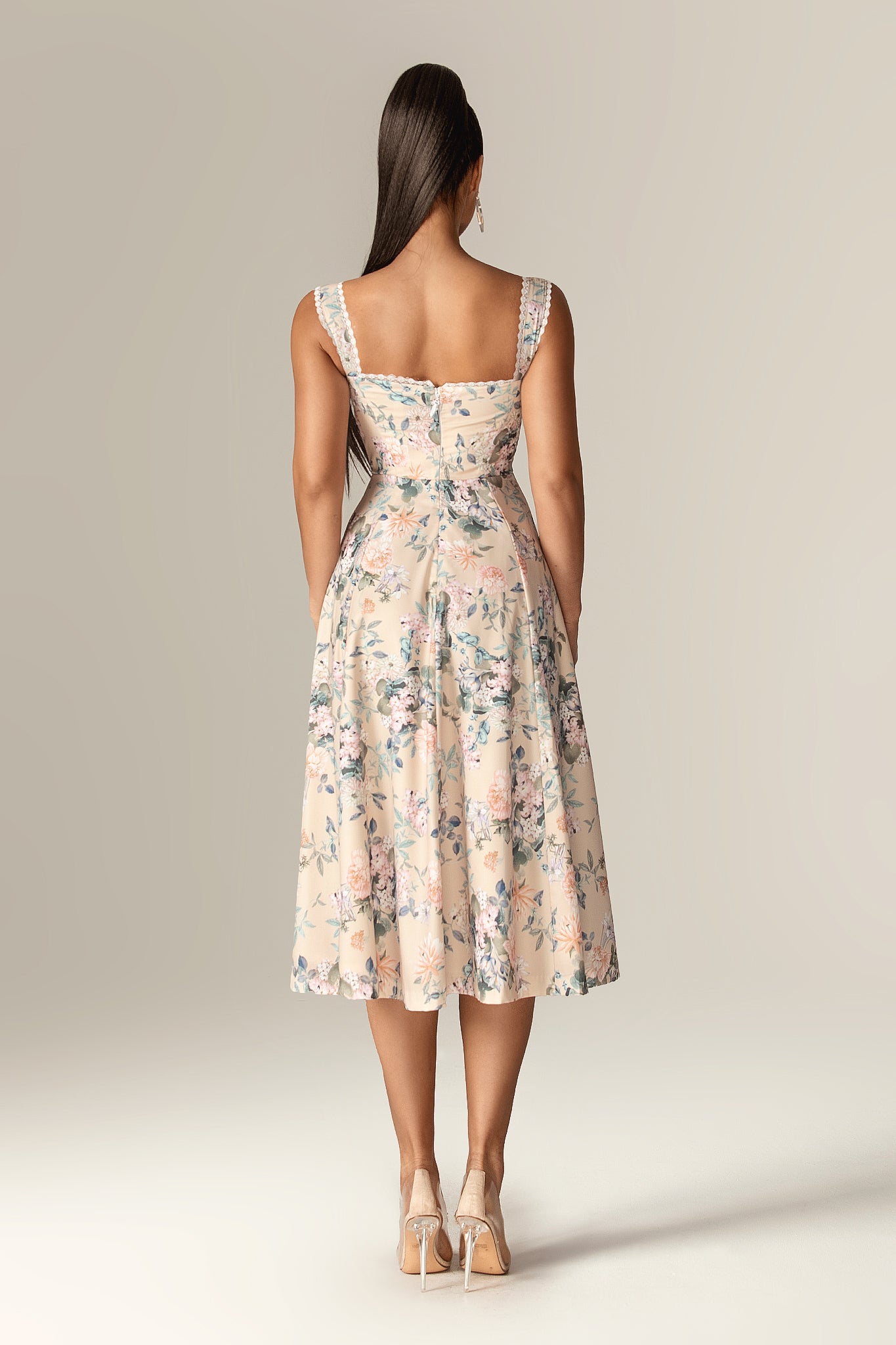 Kisha Floral Midi Sundress (Peony Peach)