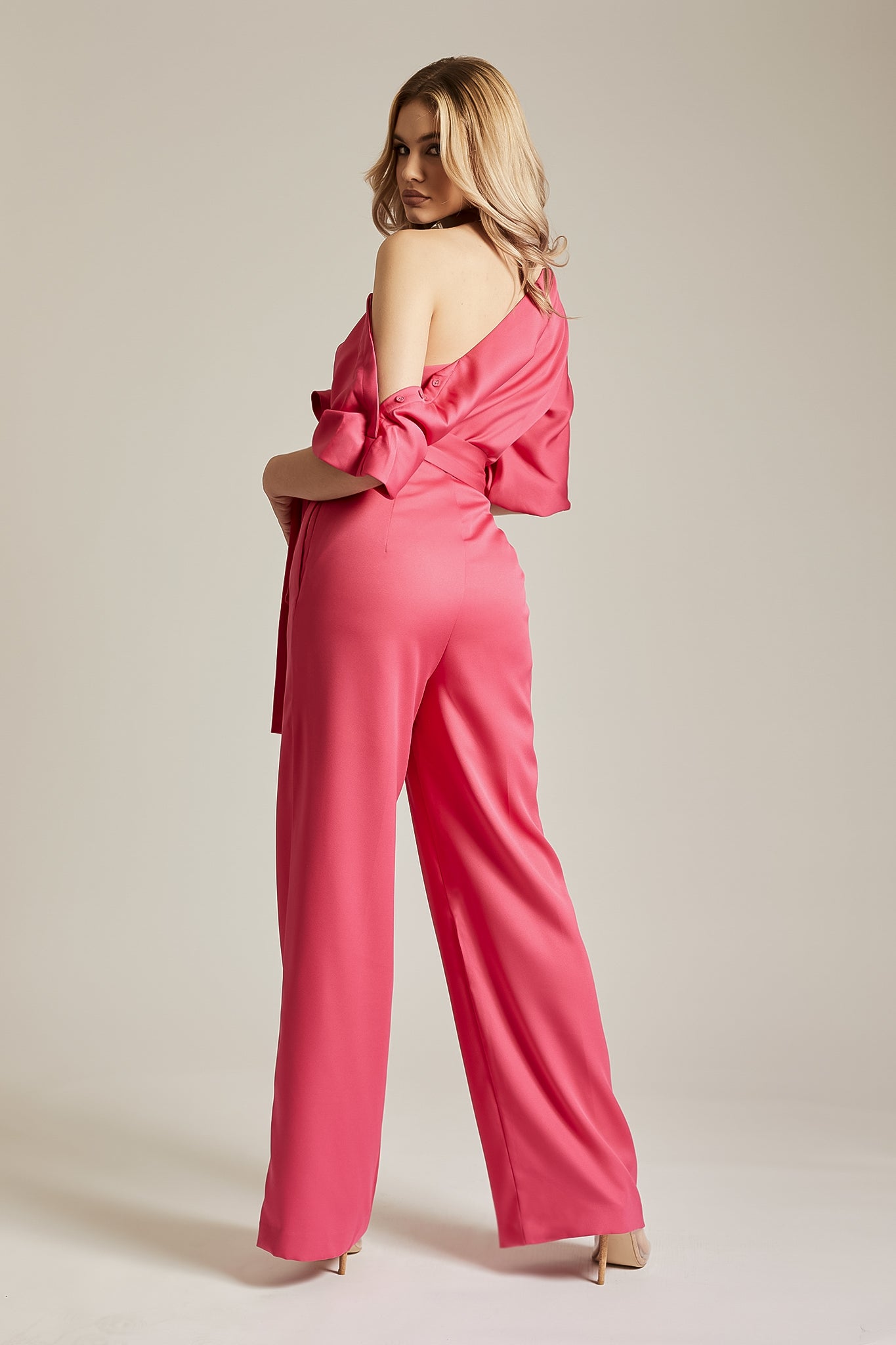 Ana Off Shoulder Belted Jumpsuit (Pink)
