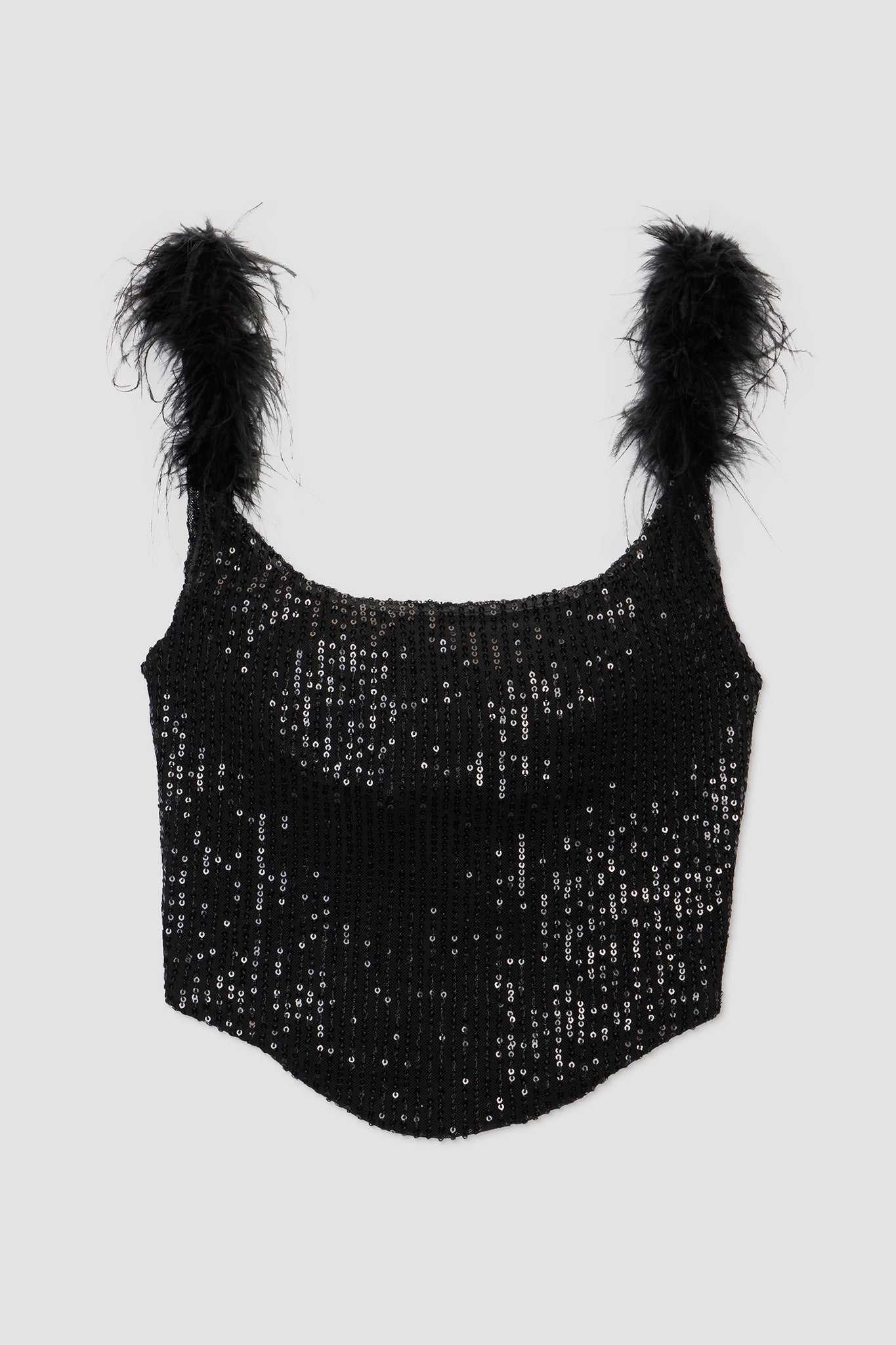 Trish Corset Strap Sequin Top (Black)