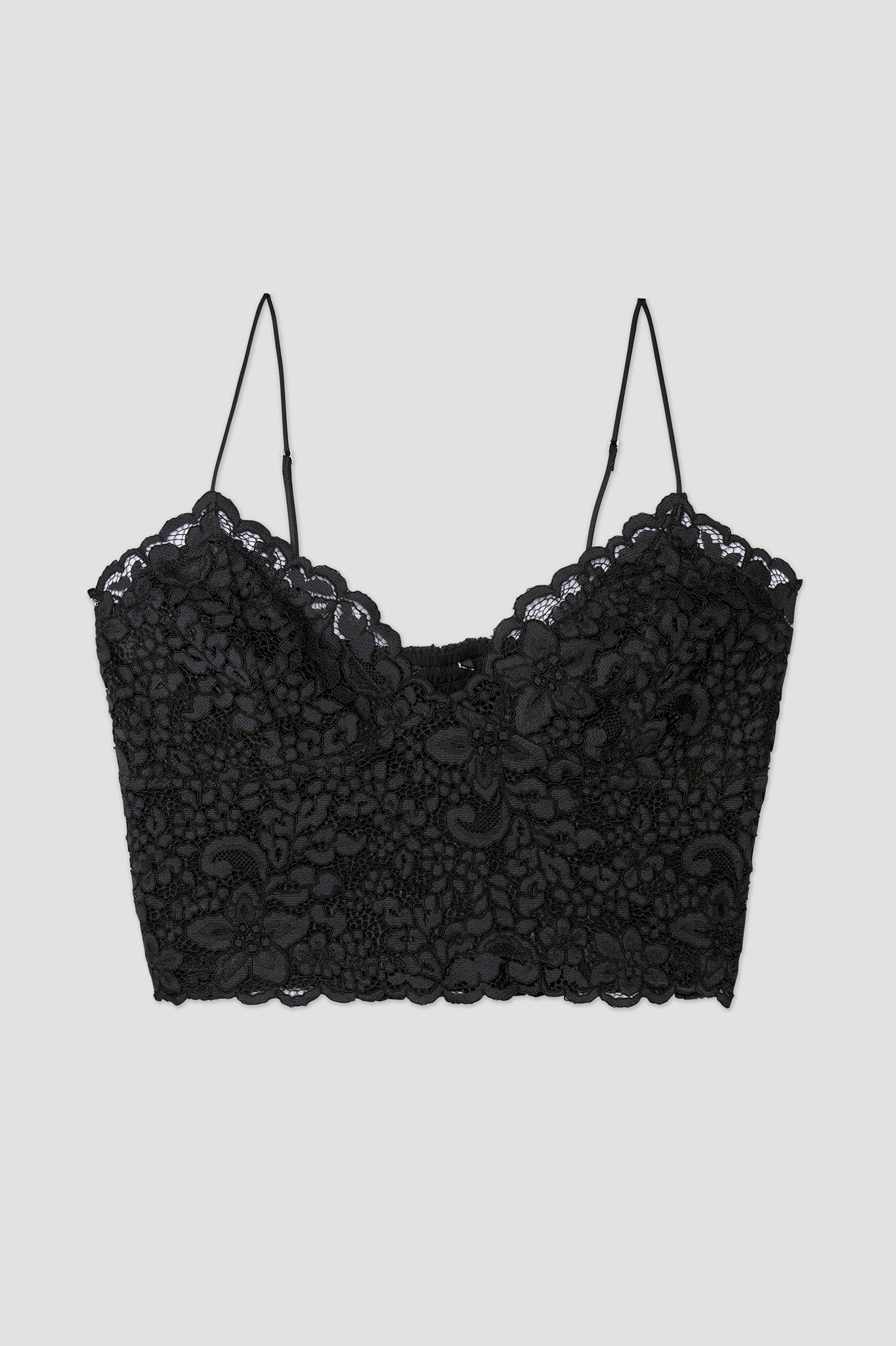 Camille Lace Straps Crop top (Black)