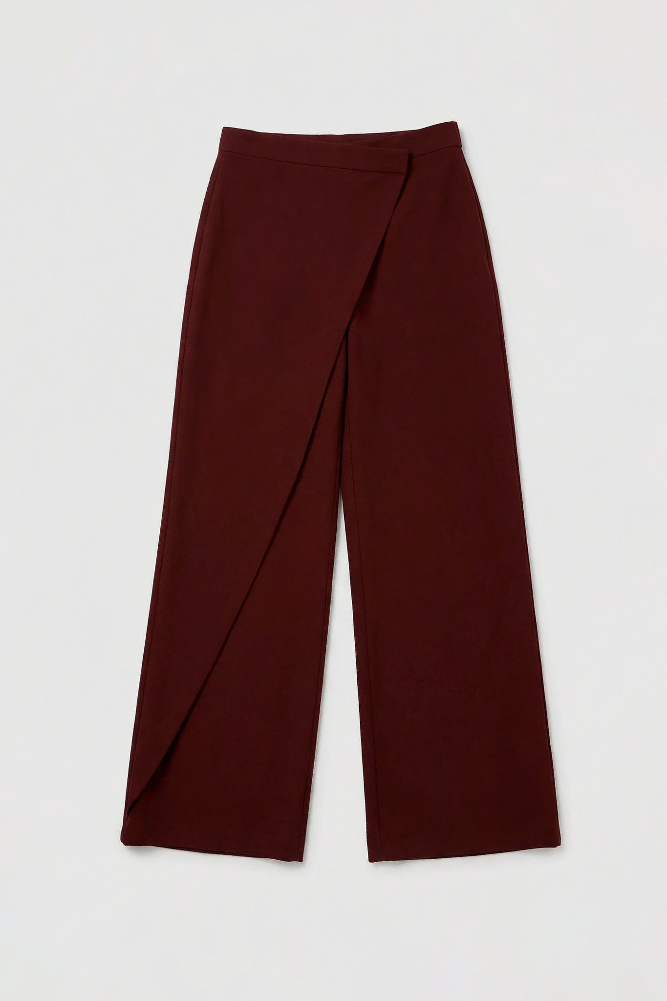 Mila Draped Wide-Leg Crepe Pants (Goth Red)
