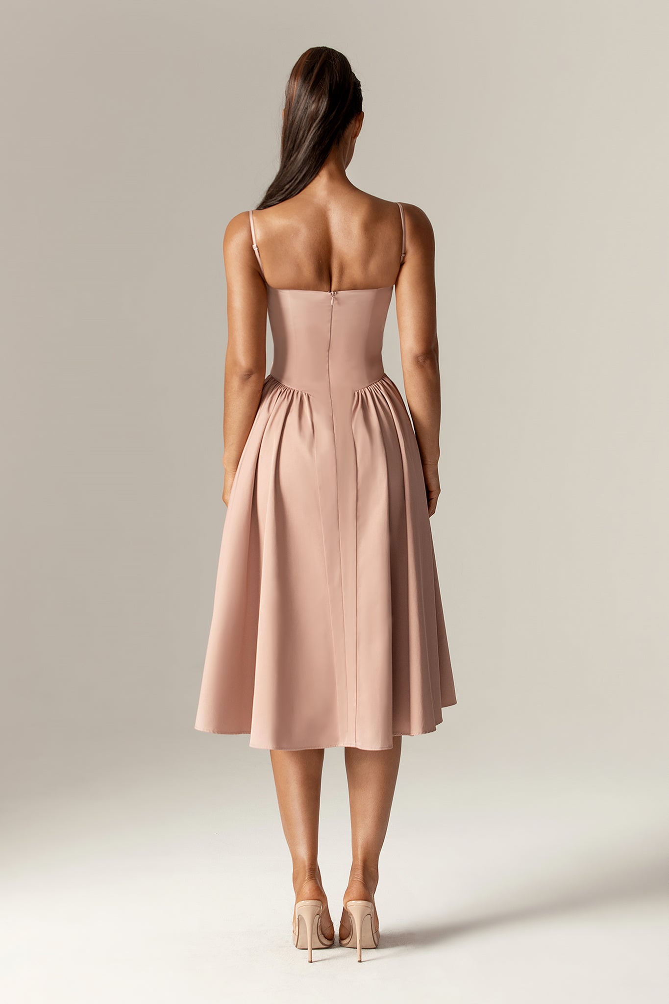Katherine Corset Midi Sundress (Dusty Pink)