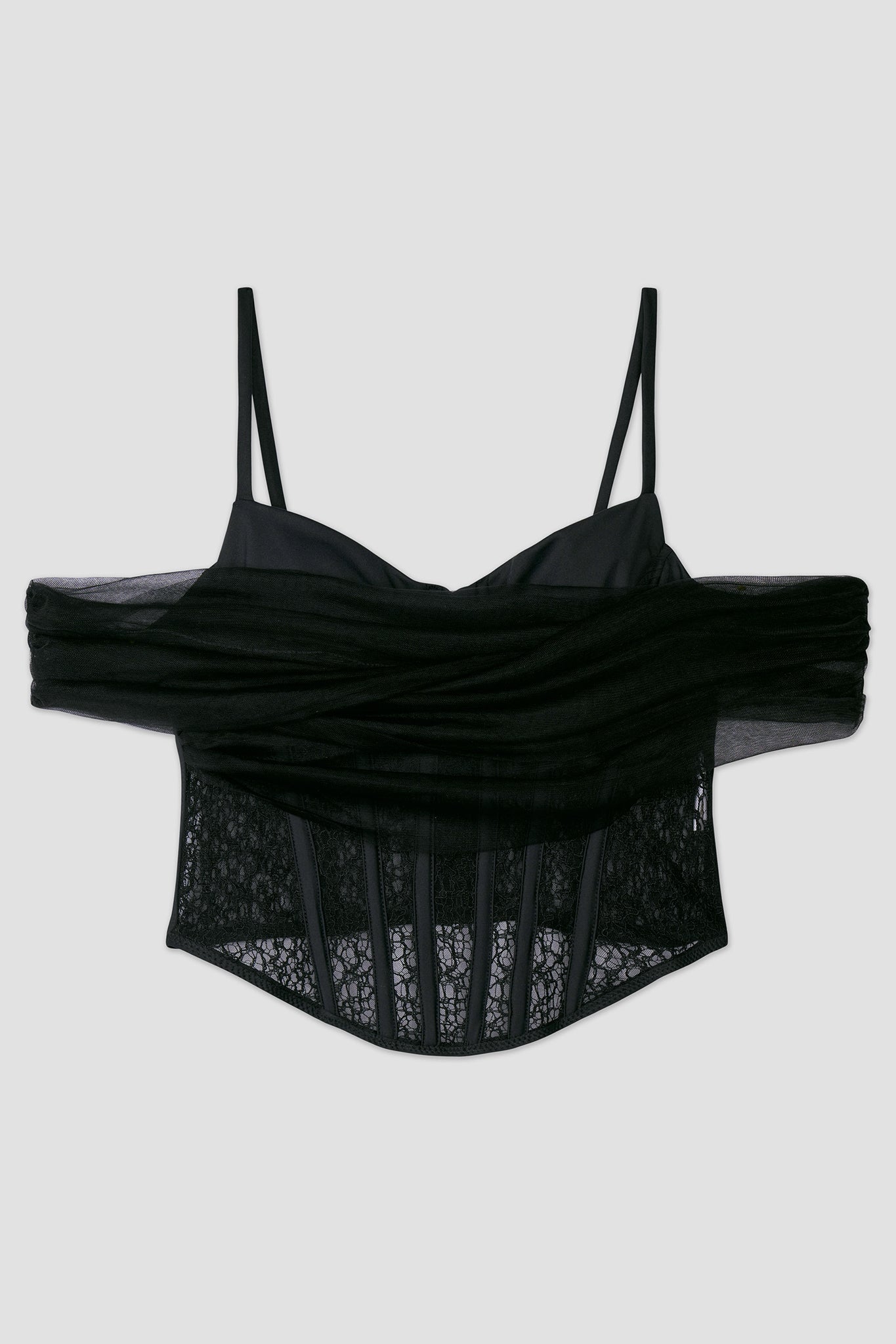 Paris Lace Off Shoulder Corset Top (Black)