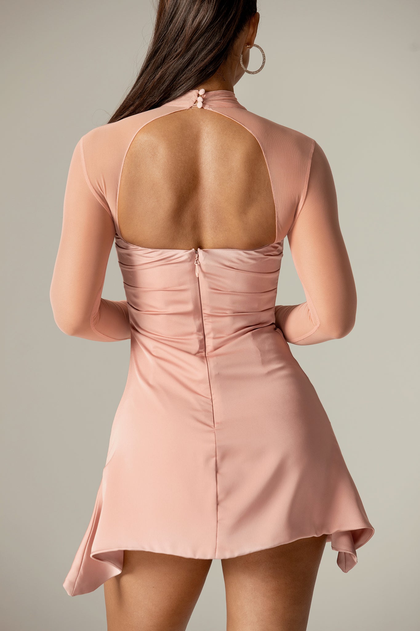 Maya Draped Corset Mini Dress (Dusty Pink)