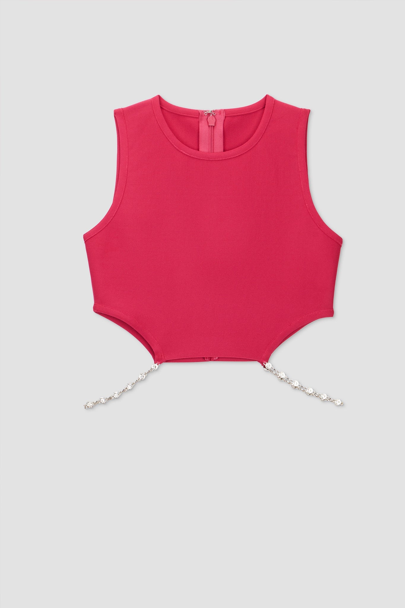 Stella Cutout Rhinestone Crop Top (Fuchsia)