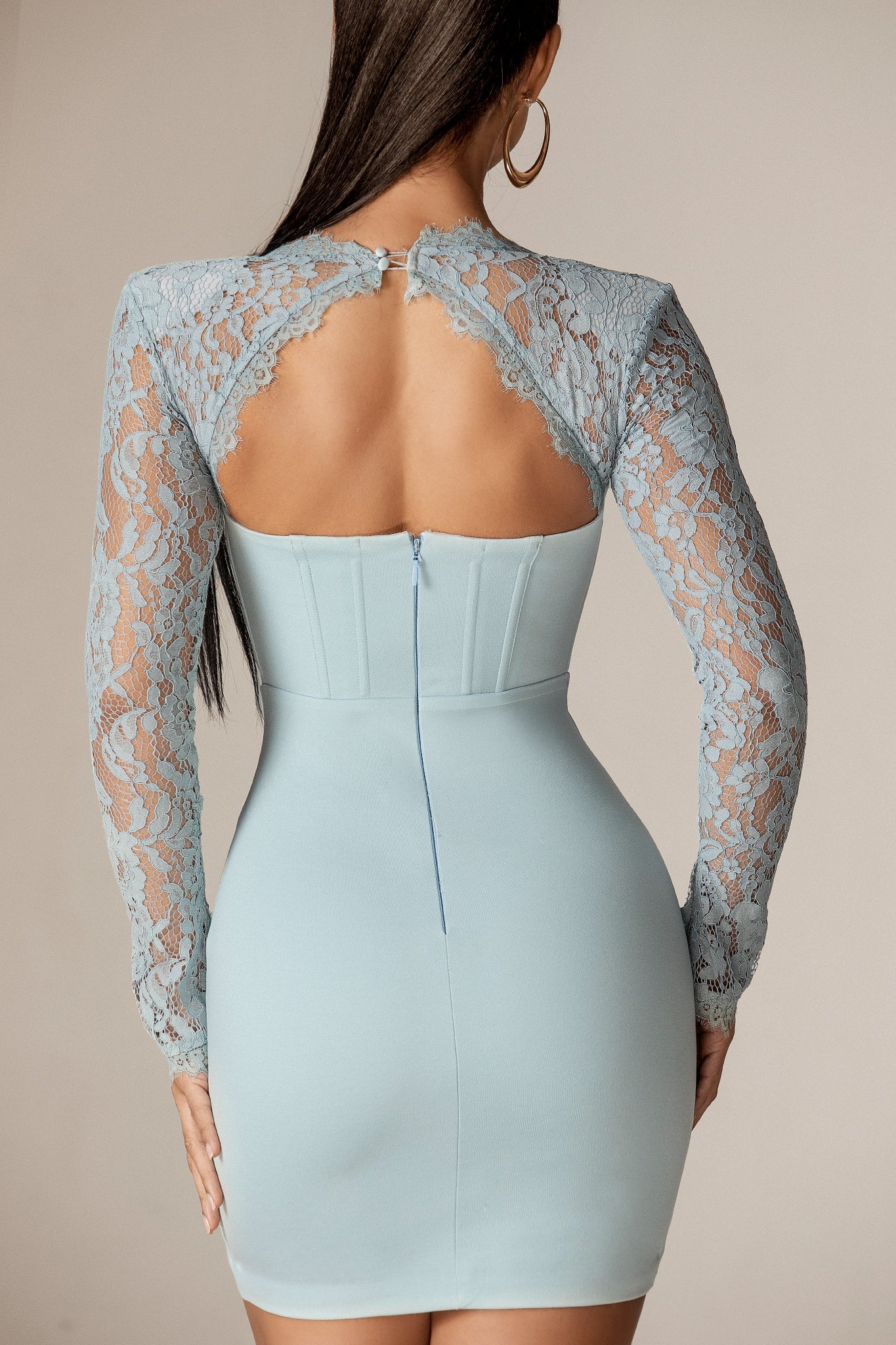 Elba Guipure Lace Corset Mini Dress (Baby Blue)