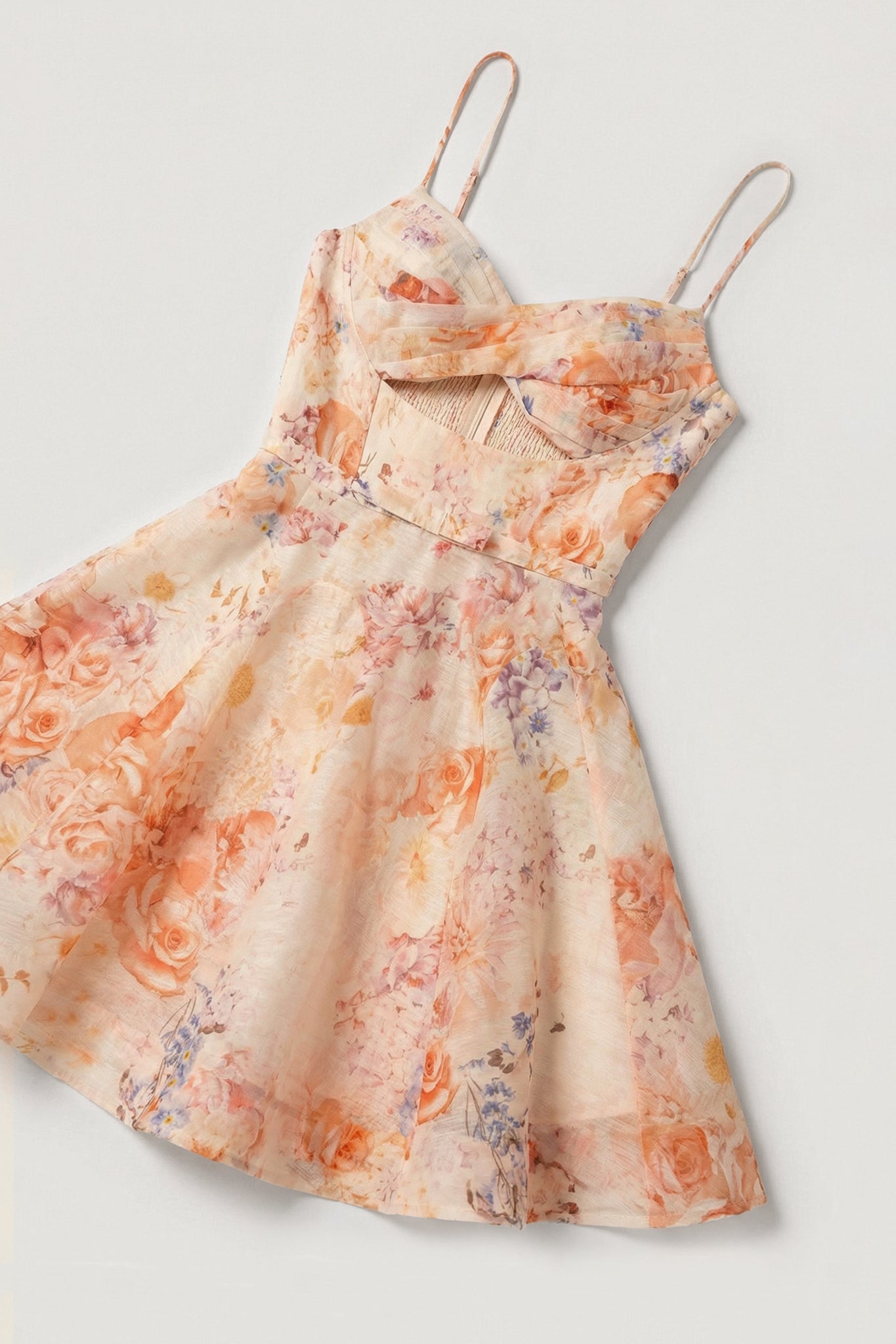 Florent Silky Linen Mini Dress (Romantic Garden Print)