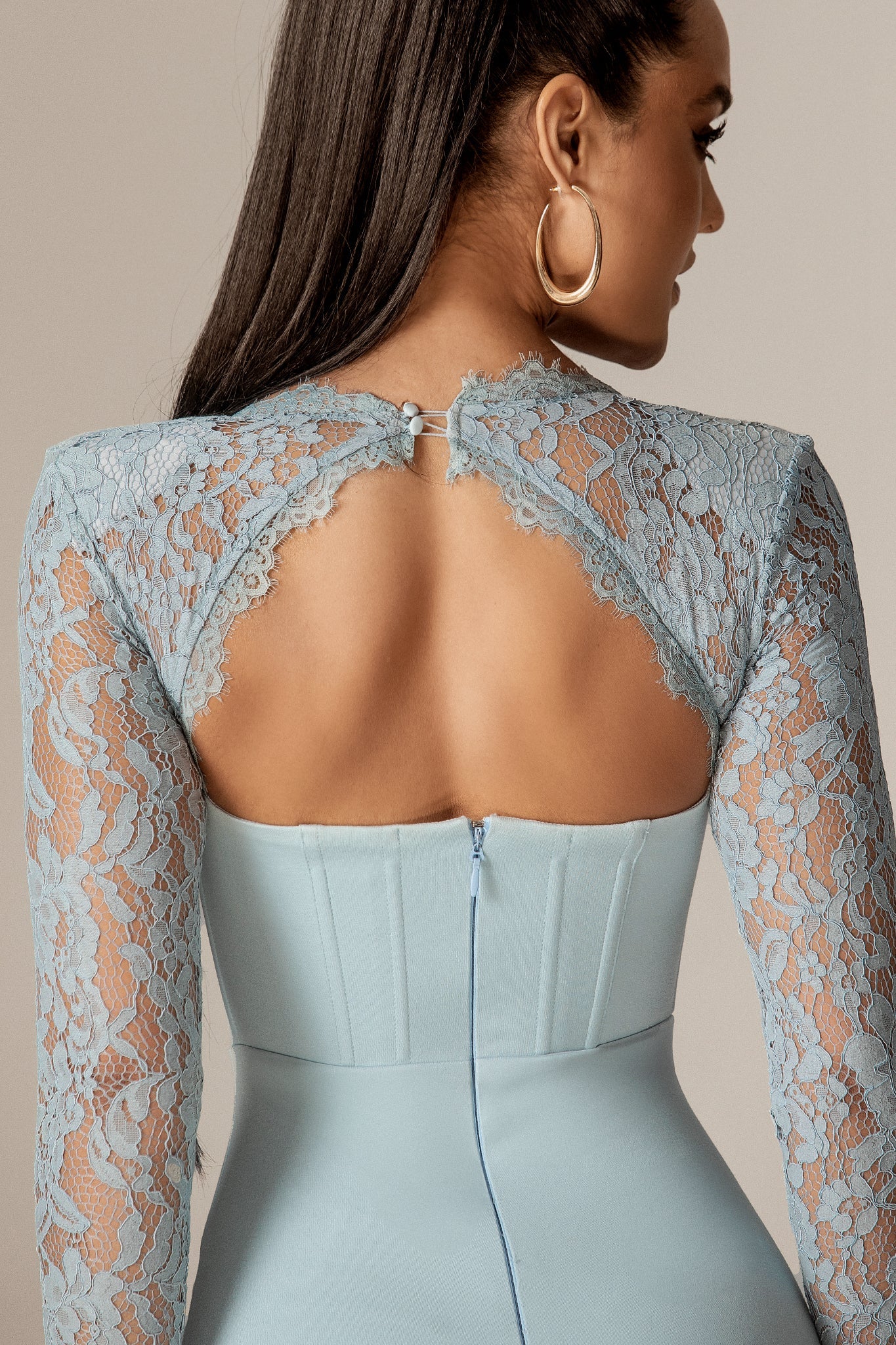 Elba Guipure Lace Corset Mini Dress (Baby Blue)