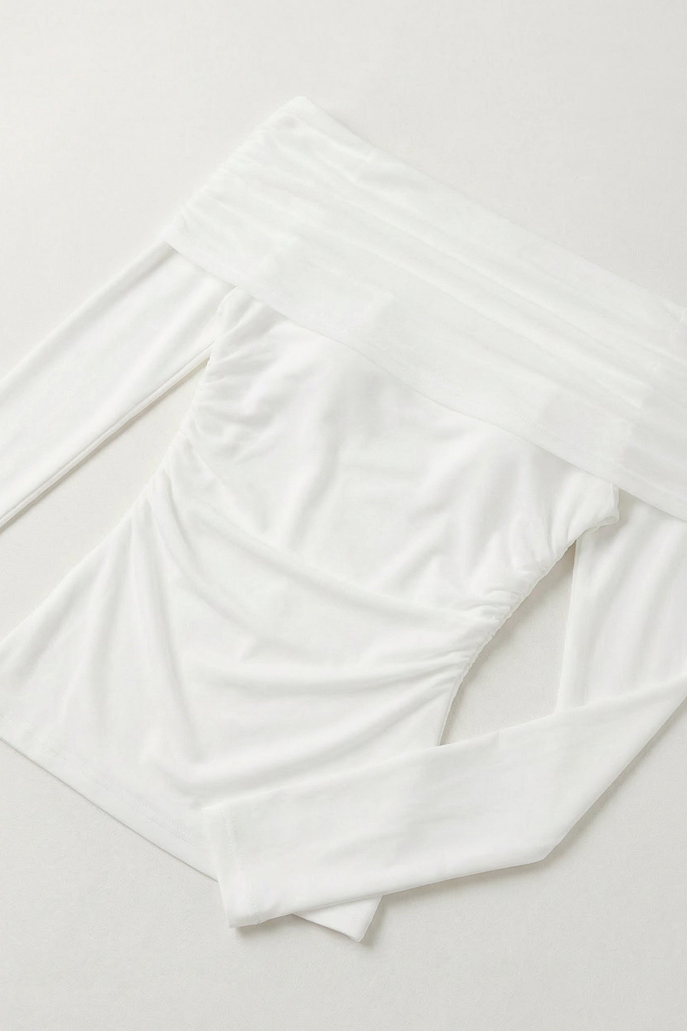 Regina Draped Off-Shoulder Mesh Top (Off White)