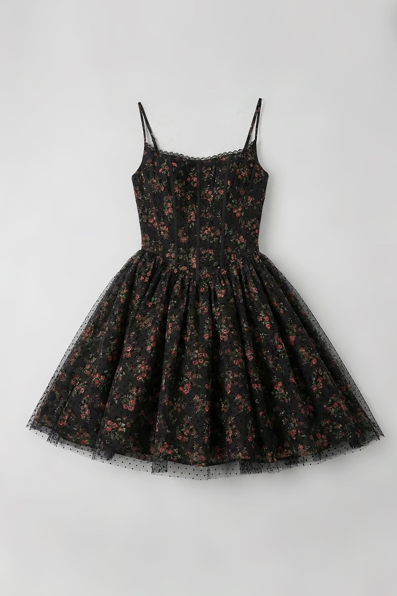 Arbella Corseted Tulle Mini Dress (Victorian Rose)