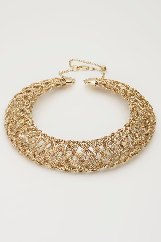 Rosa Handmade Wicker Necklace (Gold)