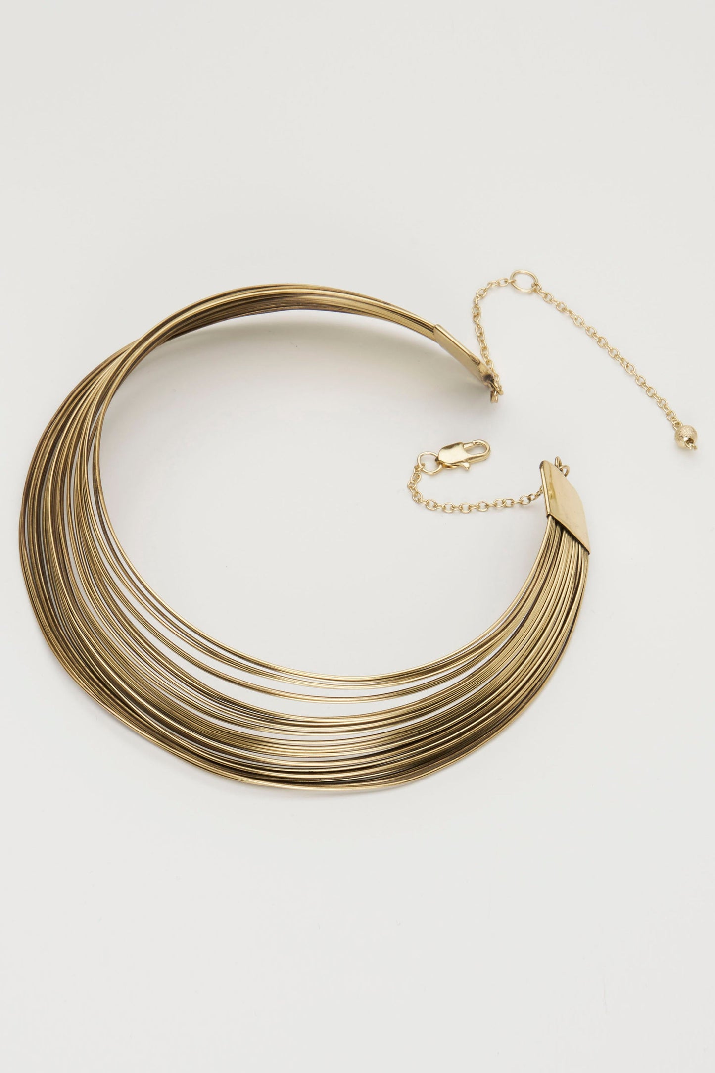 Delara Handmade Multi Strand Brass Necklace (Gold)